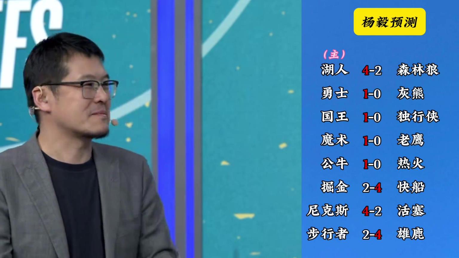 明燈來(lái)了！看看楊毅的季后賽預(yù)測(cè)：湖人4-2狼 快船4-2掘金